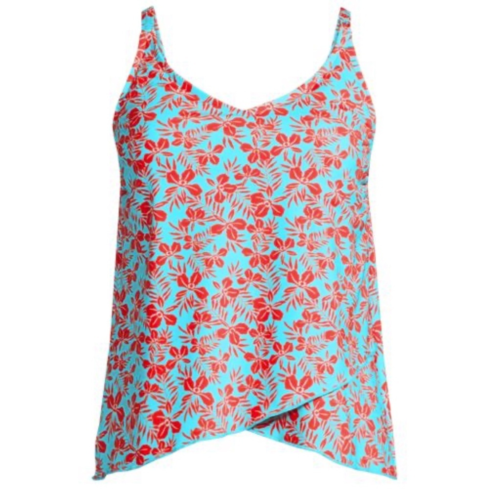 Lands' End Red And Blue Floral Swim Top Size Xs 2-4 Nwt
